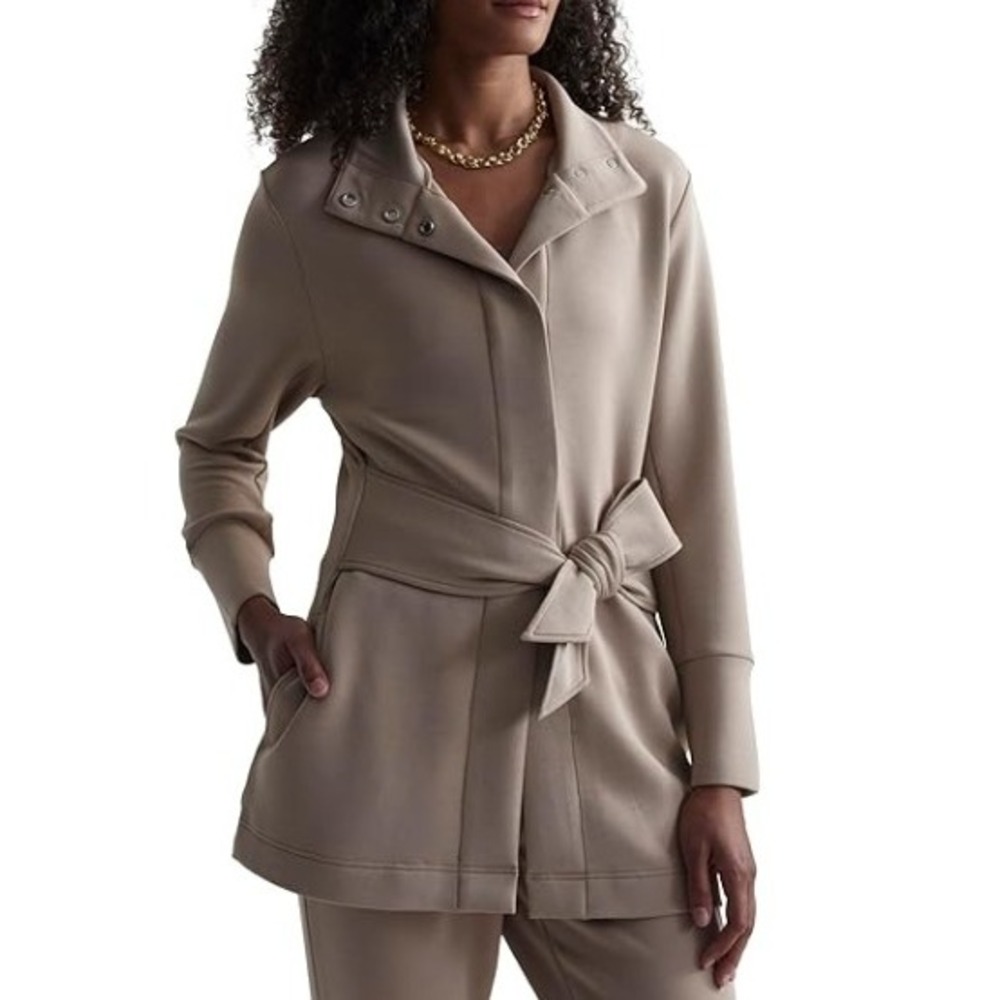 Varley DoubleSoft Anset Tie-Waist Jacket in Soft Taupe